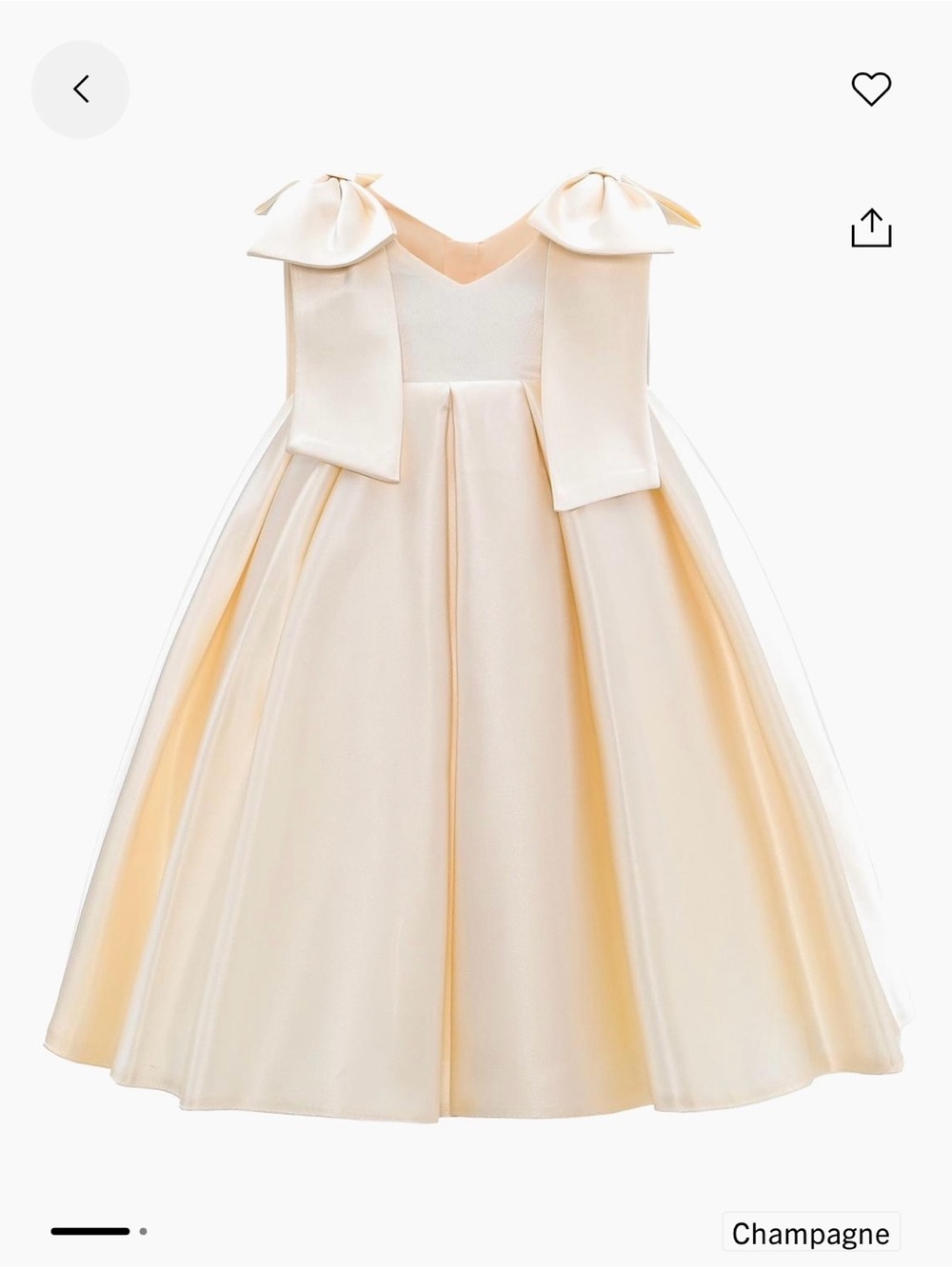 Champagne Bow-Shoulder Formal Dress for Girls